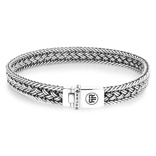 Pulsera de hombre de plata 925 con diseño trenzado y cierre de acero.
