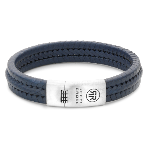 Twisted 925 Navy - Leren Heren Armband