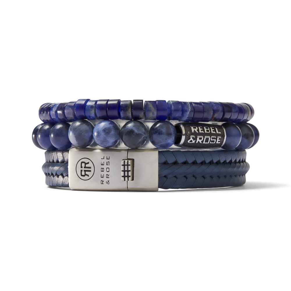 Pulsera de hombre de cuero Twisted 925 Navy