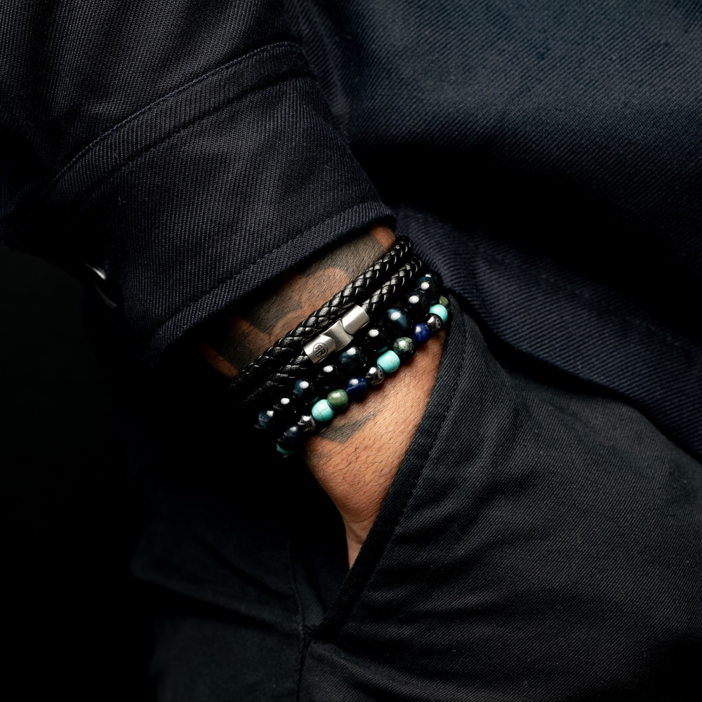 Blue Nights Vintage - 6mm - Pulsera de hombre de cuentas