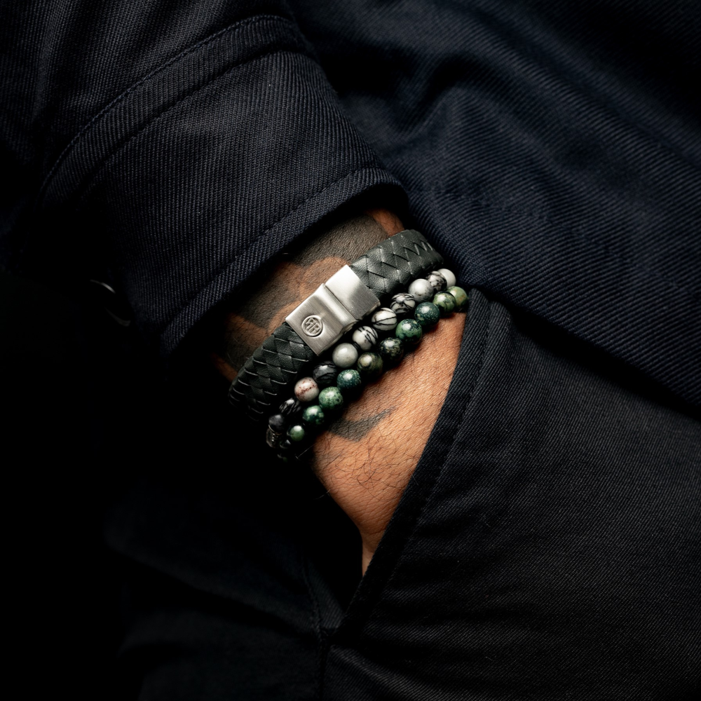 Green Rocks - 6mm - Pulsera de hombre de cuentas