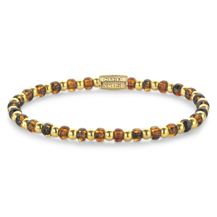 Mix Glass Rocks Tiger Gold - 4mm - Kralen Armband Dames