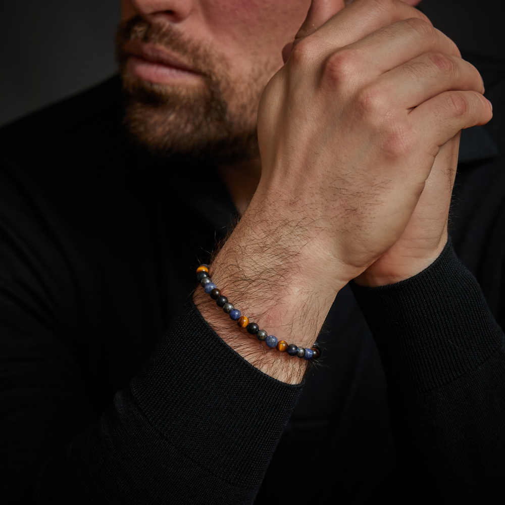 Blue Rain Vintage - 6mm - Pulsera de hombre de cuentas