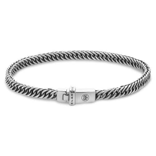 Pulsera de eslabones pequeños de 4 mm, color plateado, con cierre de seguridad.