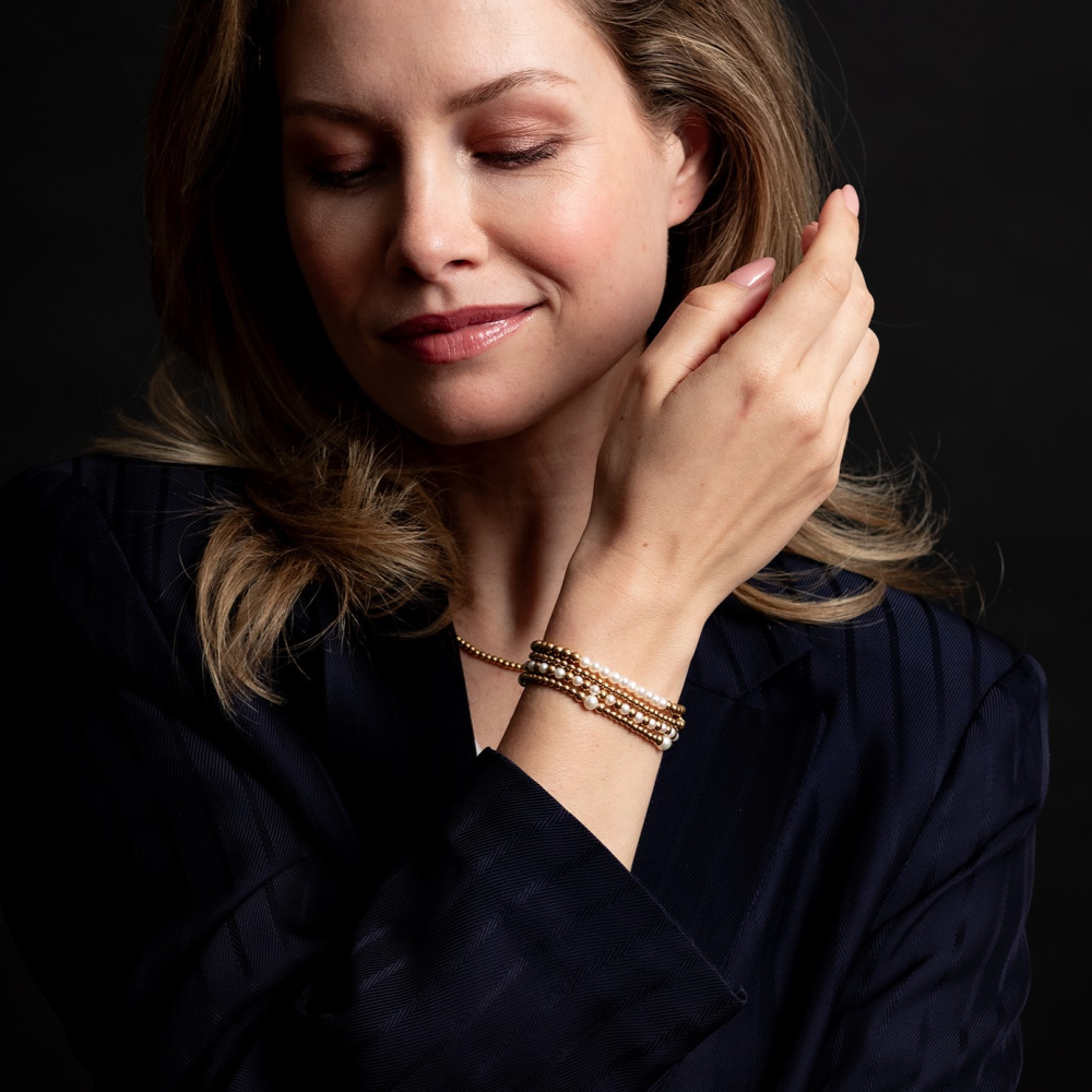 Pulsera de mujer de cuentas Touch of Pearl Gem - 4mm