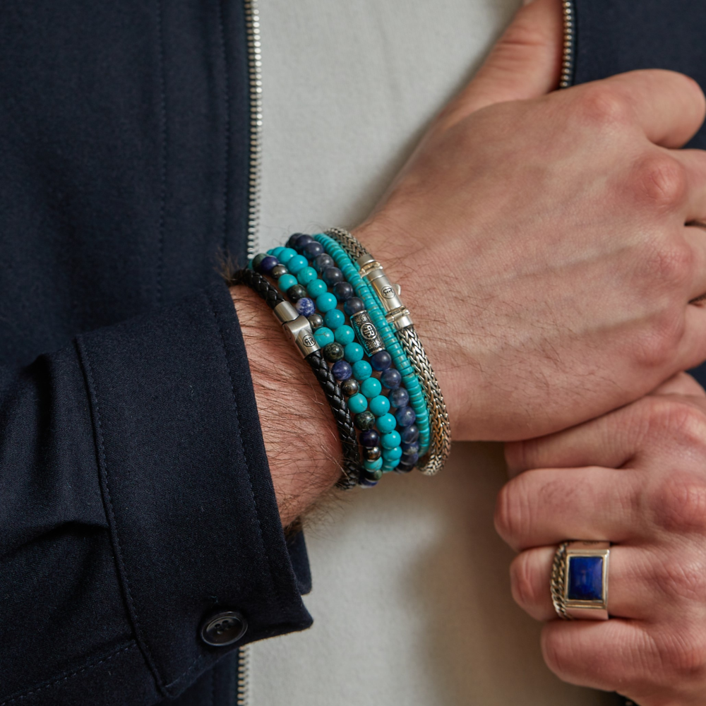 Blue Nights Vintage - 6mm - Pulsera de hombre de cuentas