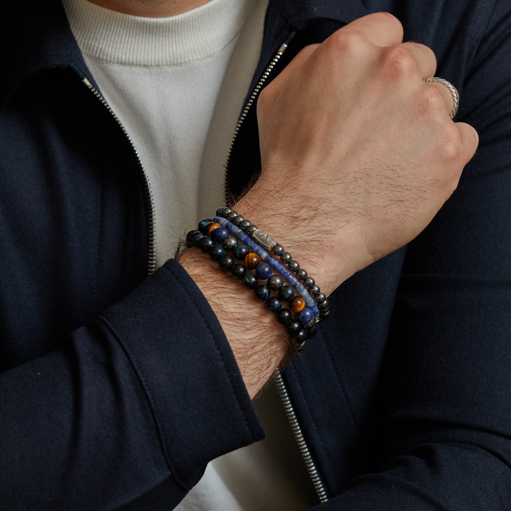 Tiger Blues - 8mm - Pulsera de hombre de cuentas
