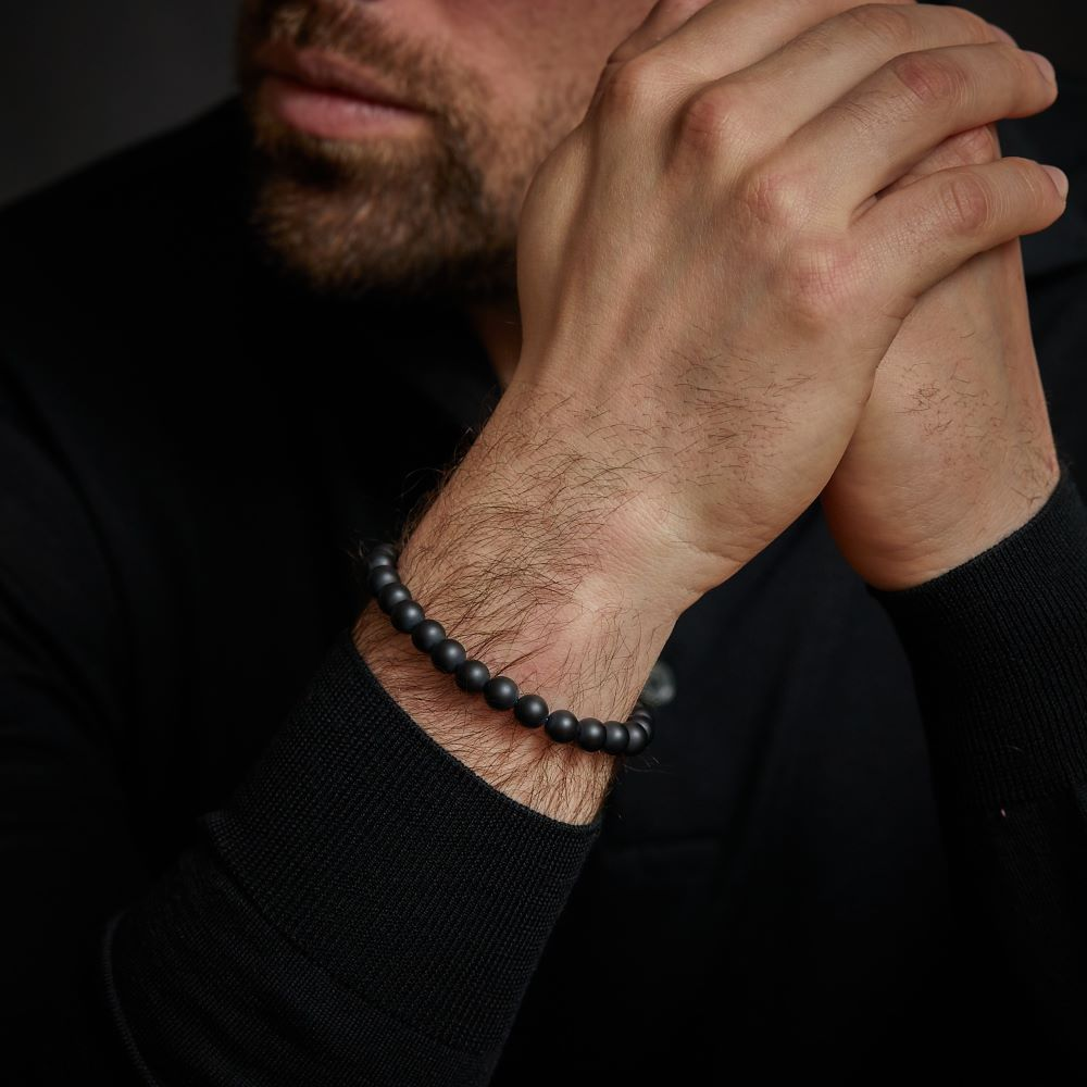Mad Panther - Todo Negro - 8mm - Pulsera de Hombre de cuentas
