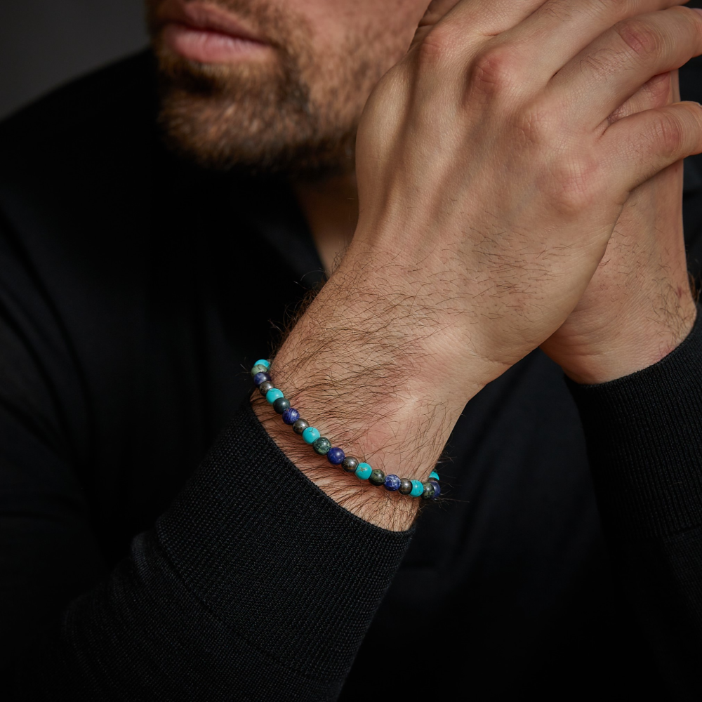 Blue Nights Vintage - 6mm - Pulsera de hombre de cuentas