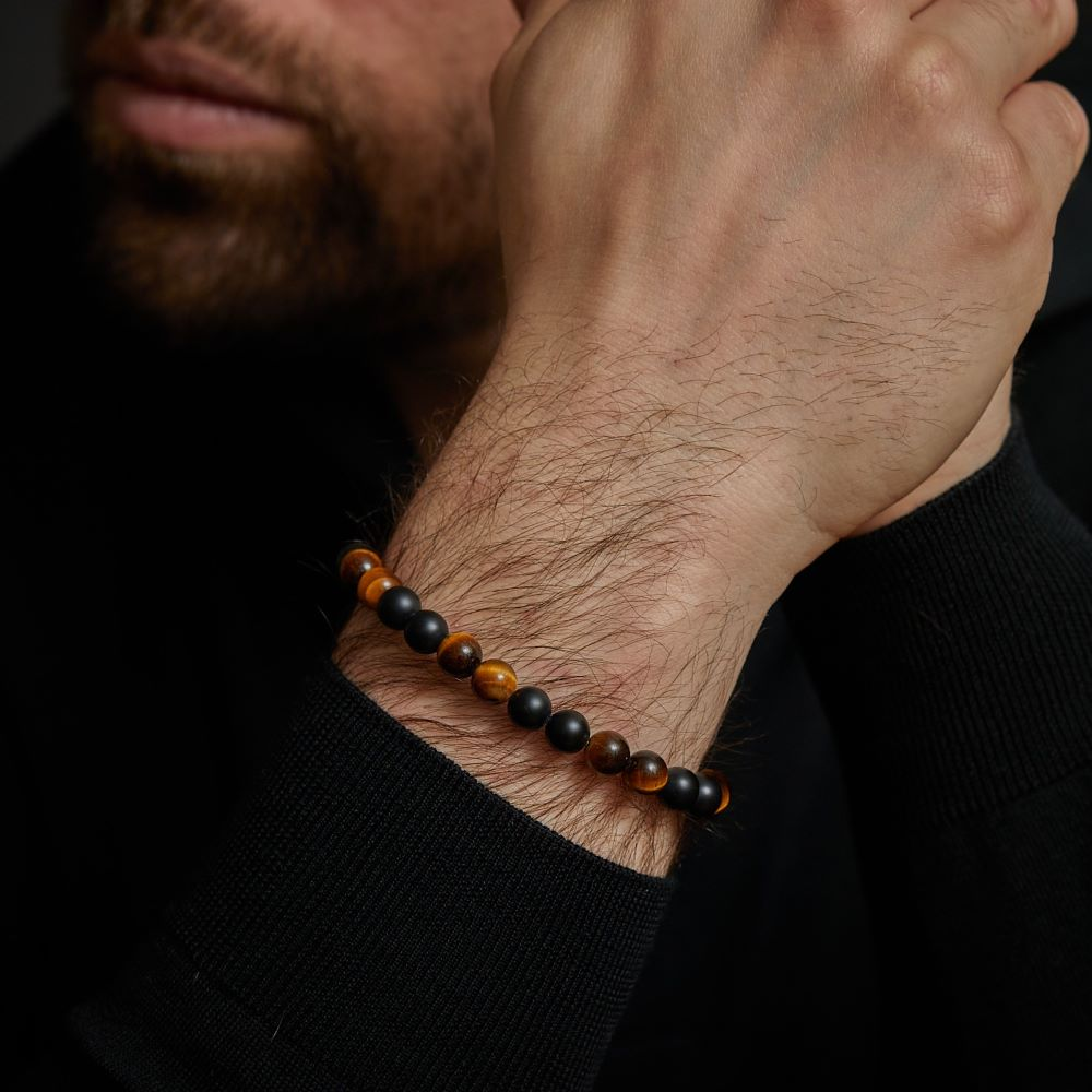 Matt Tiger Lily Twist - 8mm - Pulsera de hombre de cuentas