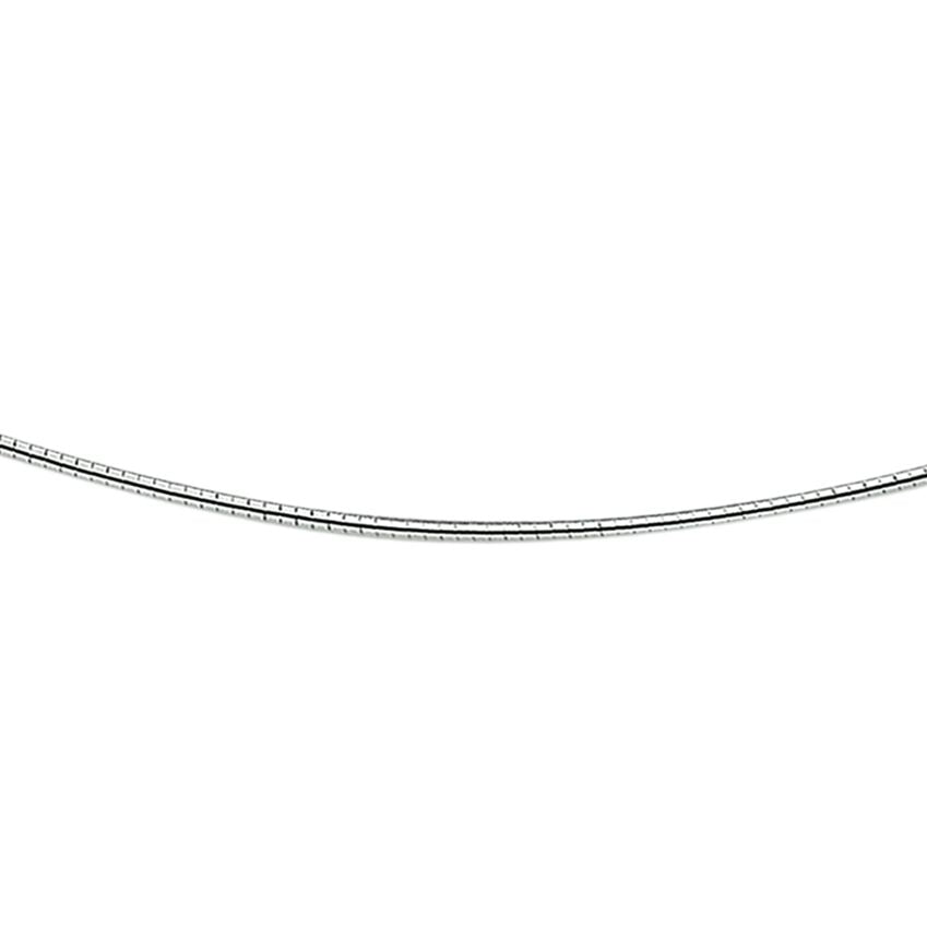Collar omega redondo de 1,4 mm en plata rodiada.