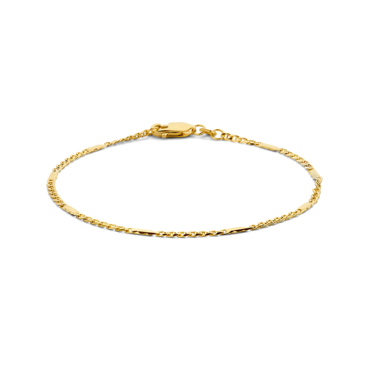 Pulsera de ojo de halcón con eslabones de 1,9 mm en oro amarillo de 14K.