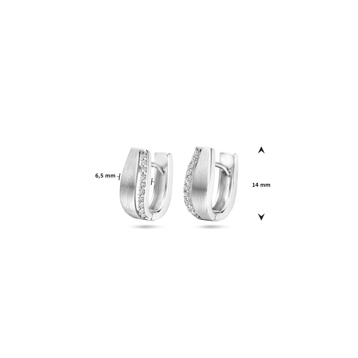 aros de circonita 14 mm poli/mate plata rodiada