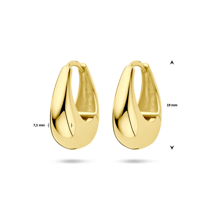 klapoorringen 19 mm 1 micron zilver verguld (geel)