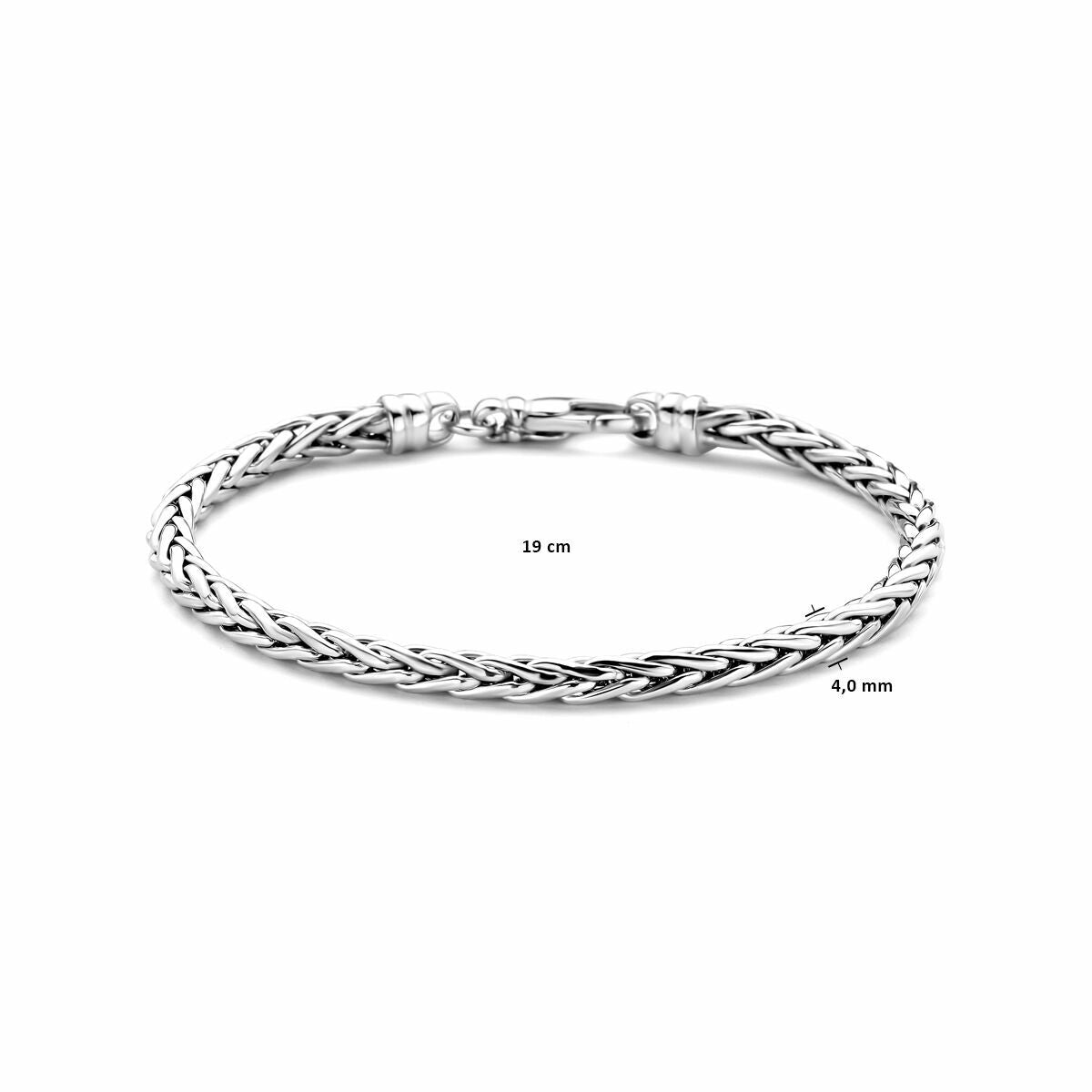 Pulsera de mujer de plata rodiada – eslabón de cola de zorro 4 mm