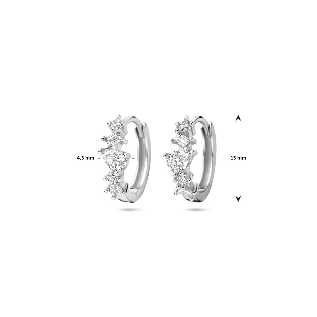 aros de circonita 13 mm plata rodiada