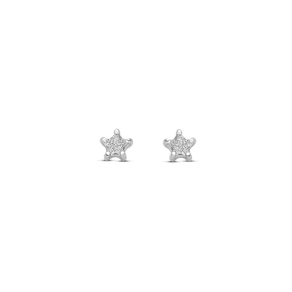 Pendientes de estrella de zirconia de 3,5 mm en plata rodiada.