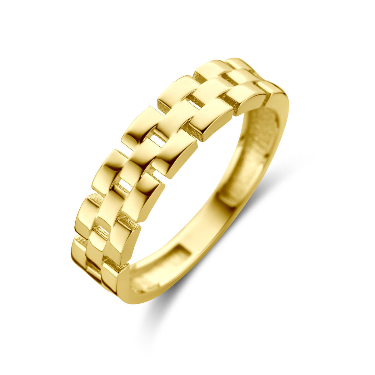Anillo de eslabones en oro amarillo de 14 quilates.