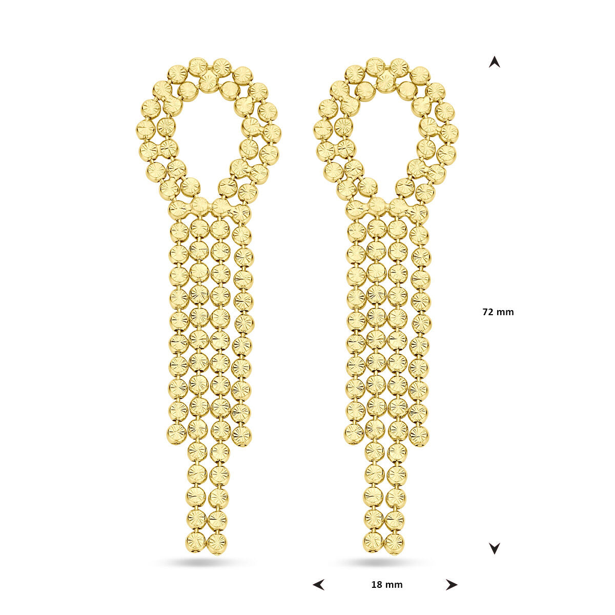 Colección Van der Kooij - pendientes diamantados 72 mm 1 micrón plata chapado en oro amarillo