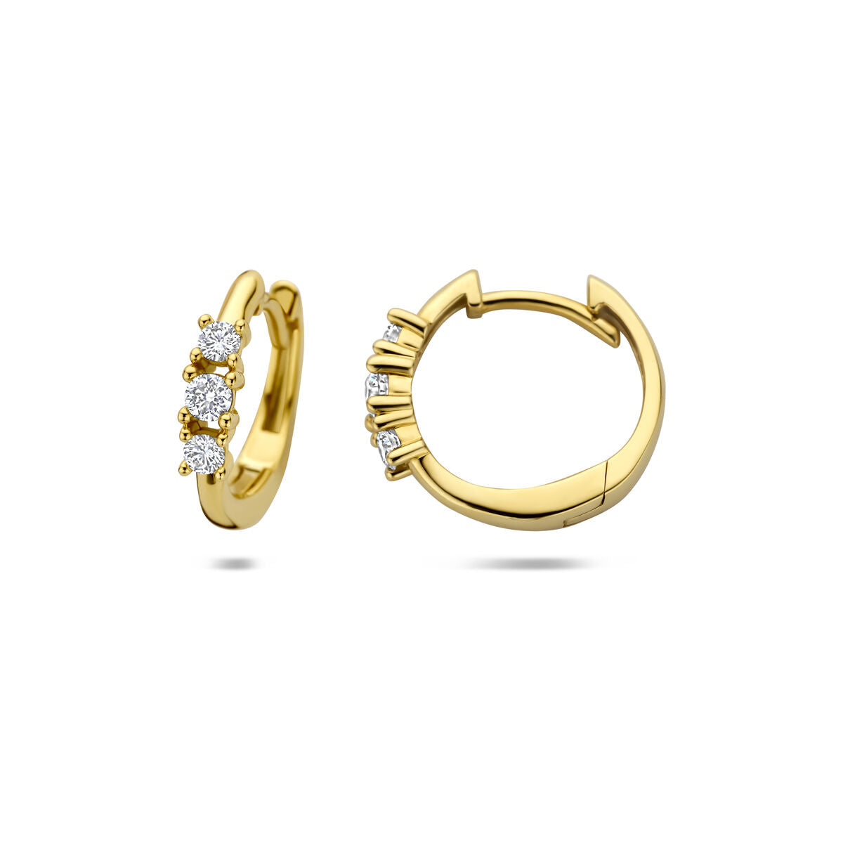 Aros de oro con diamante cultivado en laboratorio - 14k oro amarillo