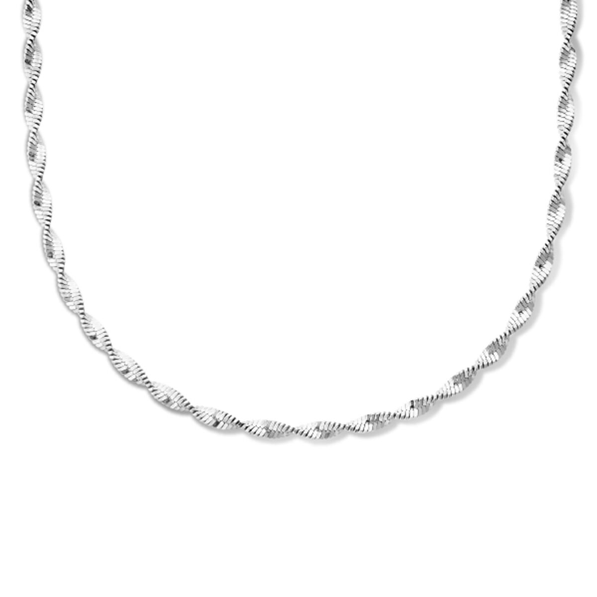 Collar de plata rhodium con eslabones trenzados de 2,7 mm y longitud ajustable de 42 + 3 cm.