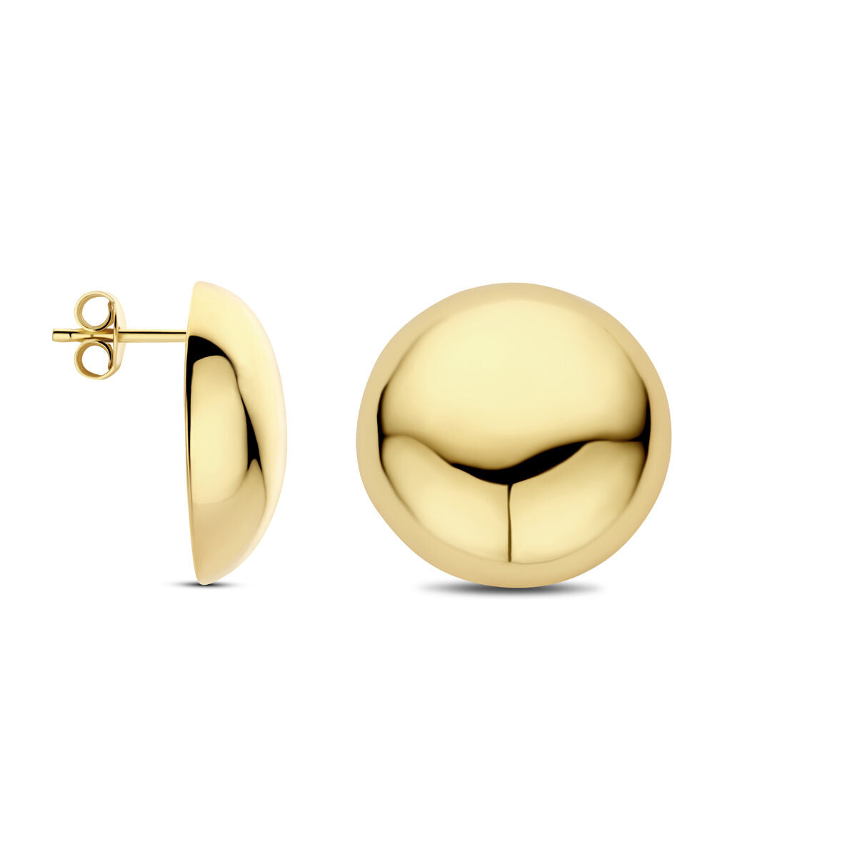 pendientes de botón media esfera 20 mm 1 micrón plata chapado en oro amarillo