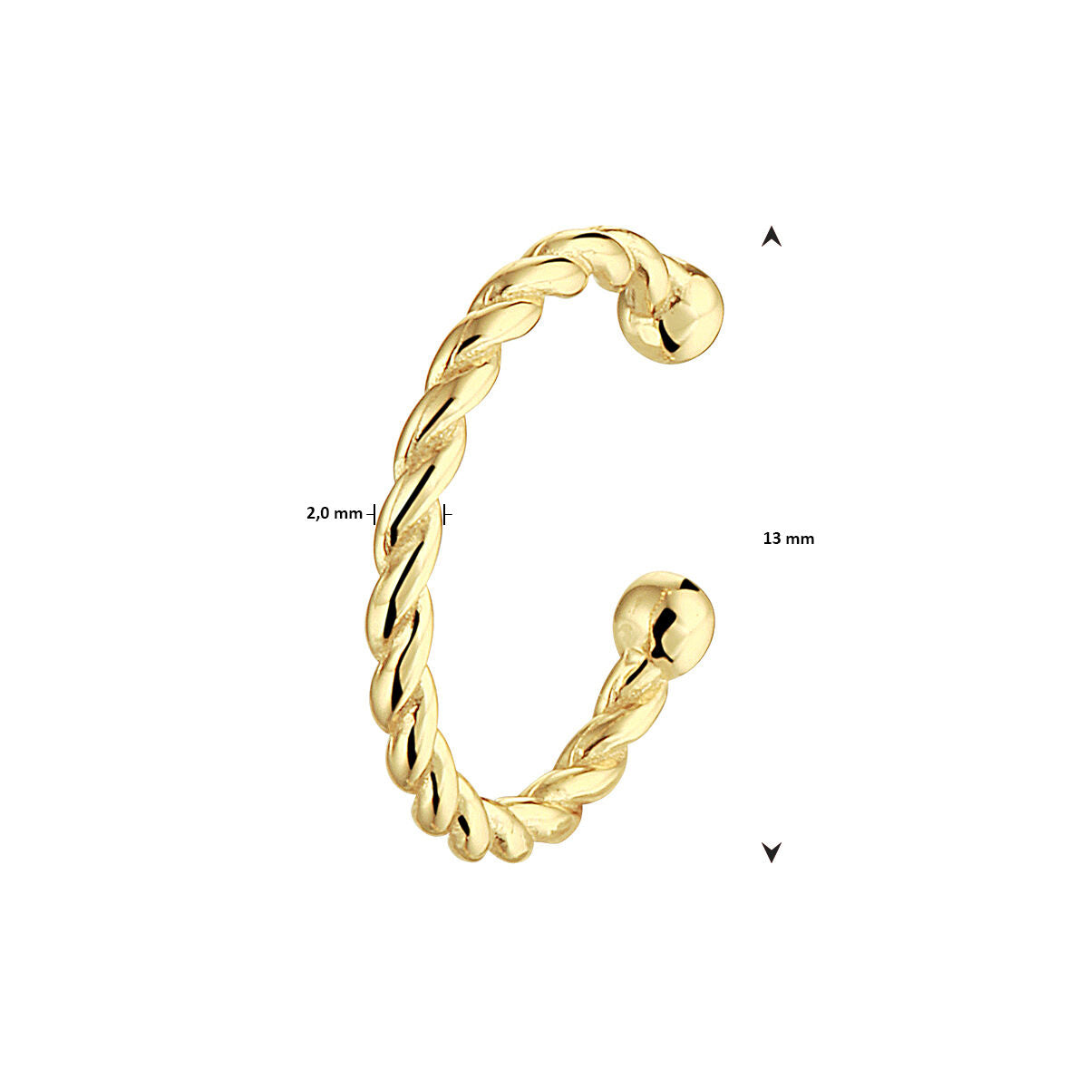 earcuff retorcido 1 micrón plata chapado en oro amarillo