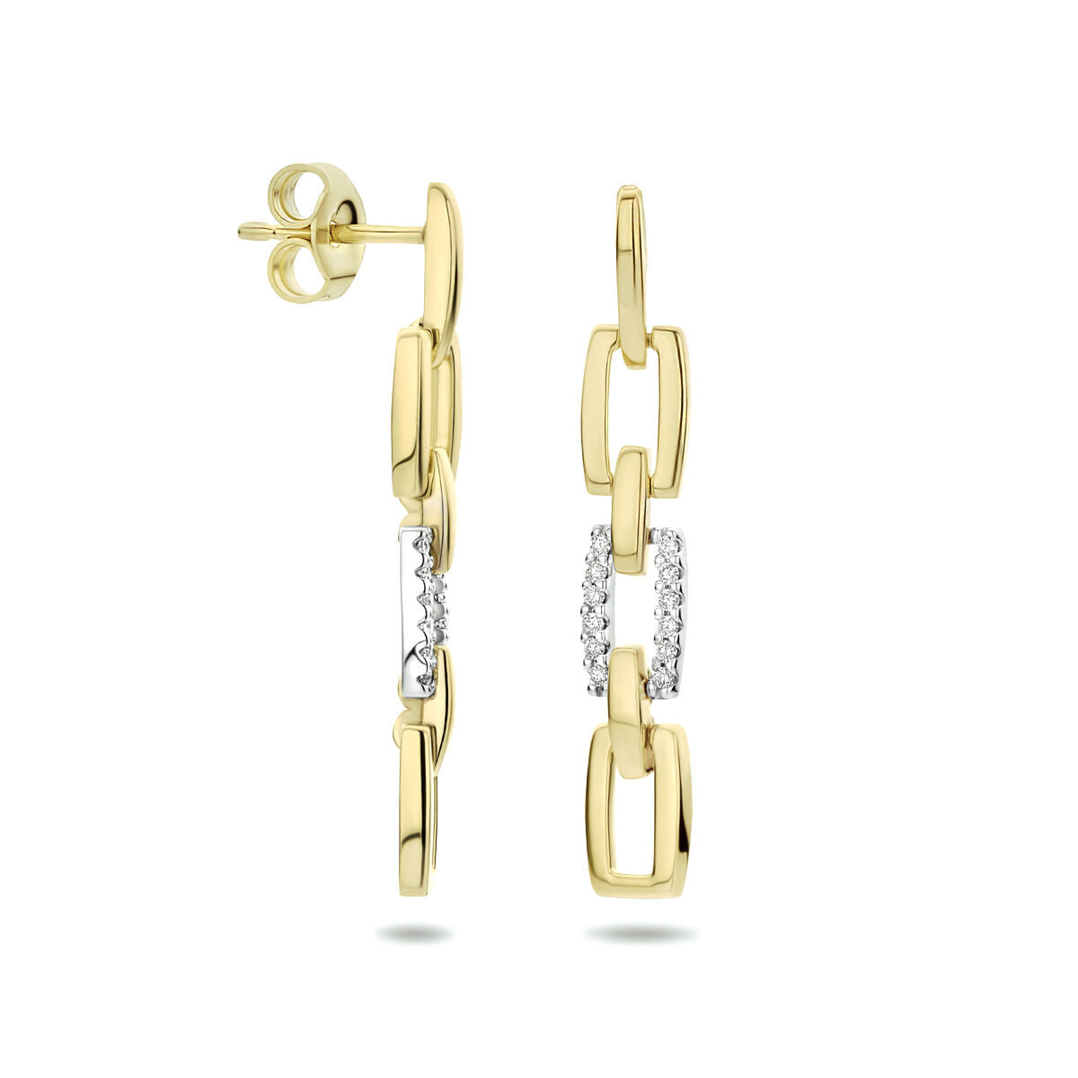 pendientes diamante 0.10ct (2x0.05ct) h si oro bicolor amarillo/blanco 14K