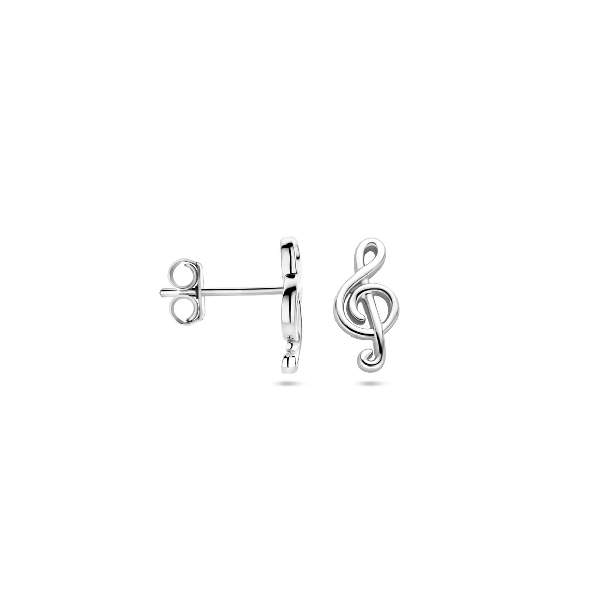 pendientes de botón nota musical 12 mm plata rodiada