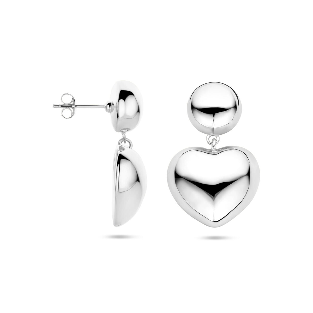 pendientes corazones 32 mm plata rodiado