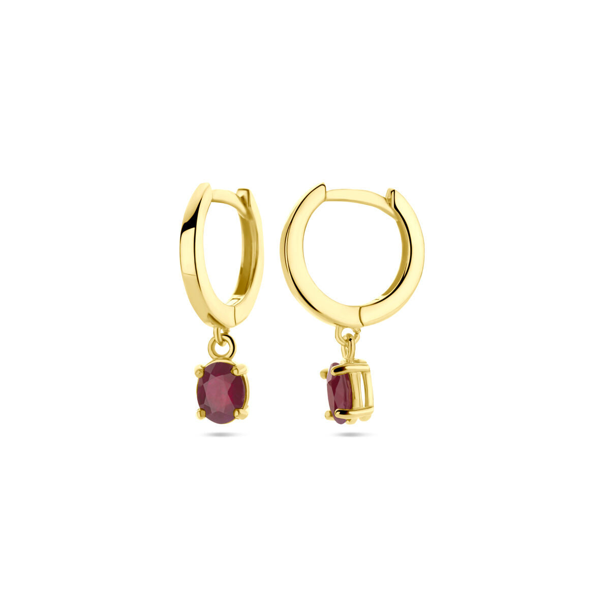 aros rubí 19 mm 14K oro amarillo