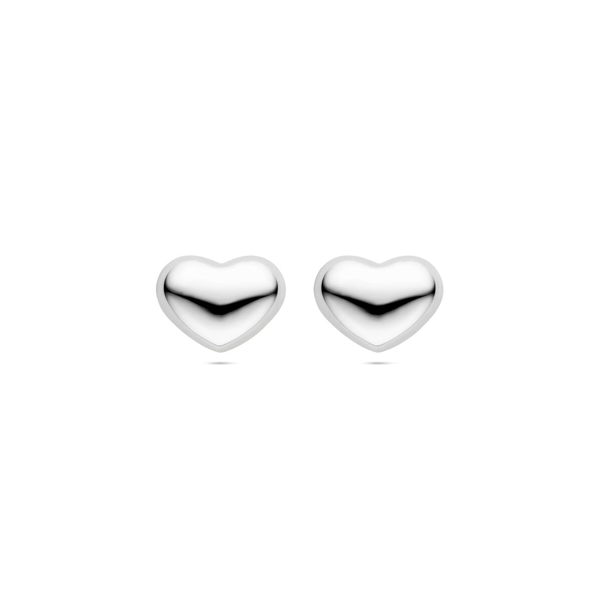pendientes de botón corazón 13 mm plata rodiada
