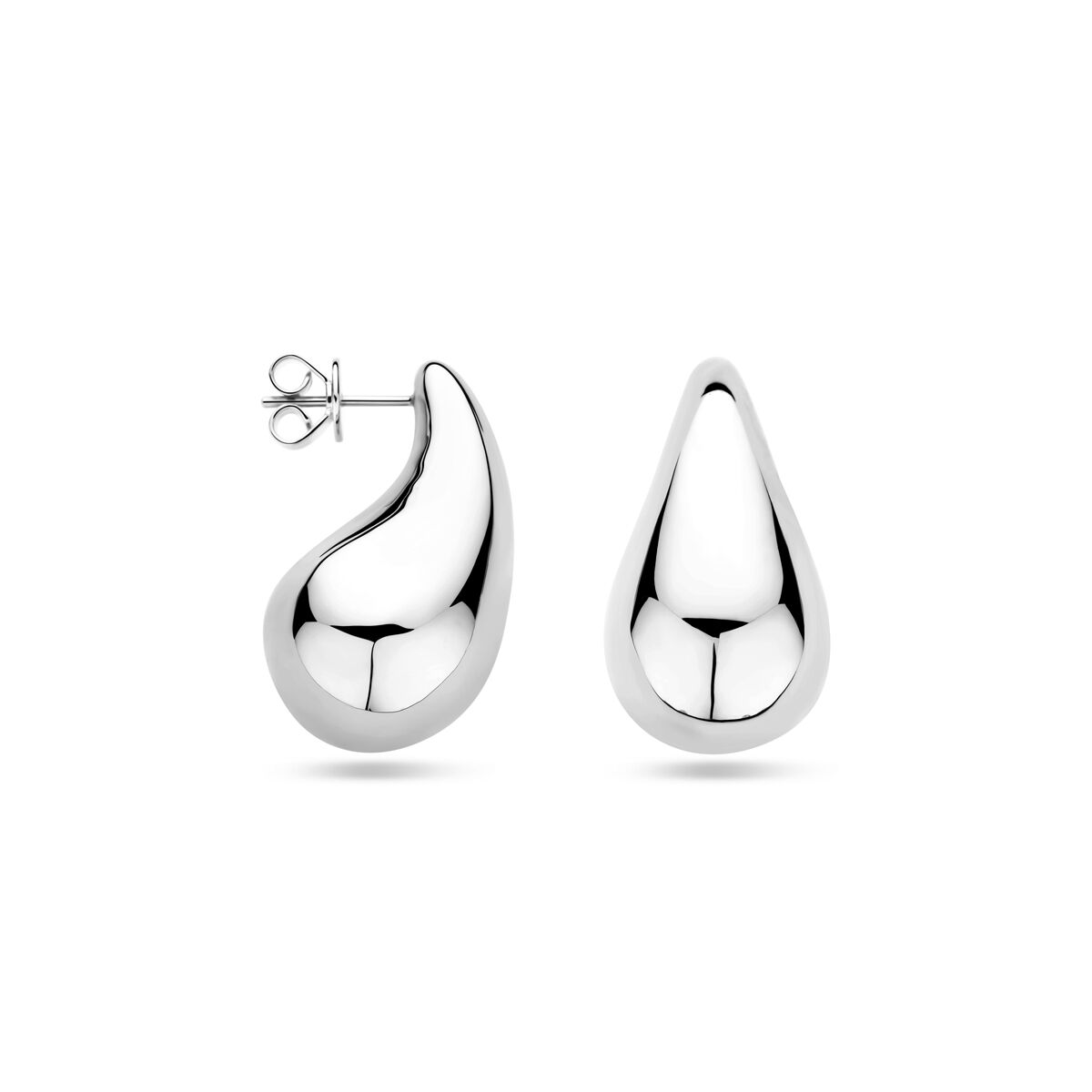 pendientes de botón gota 30 mm plata rodiada