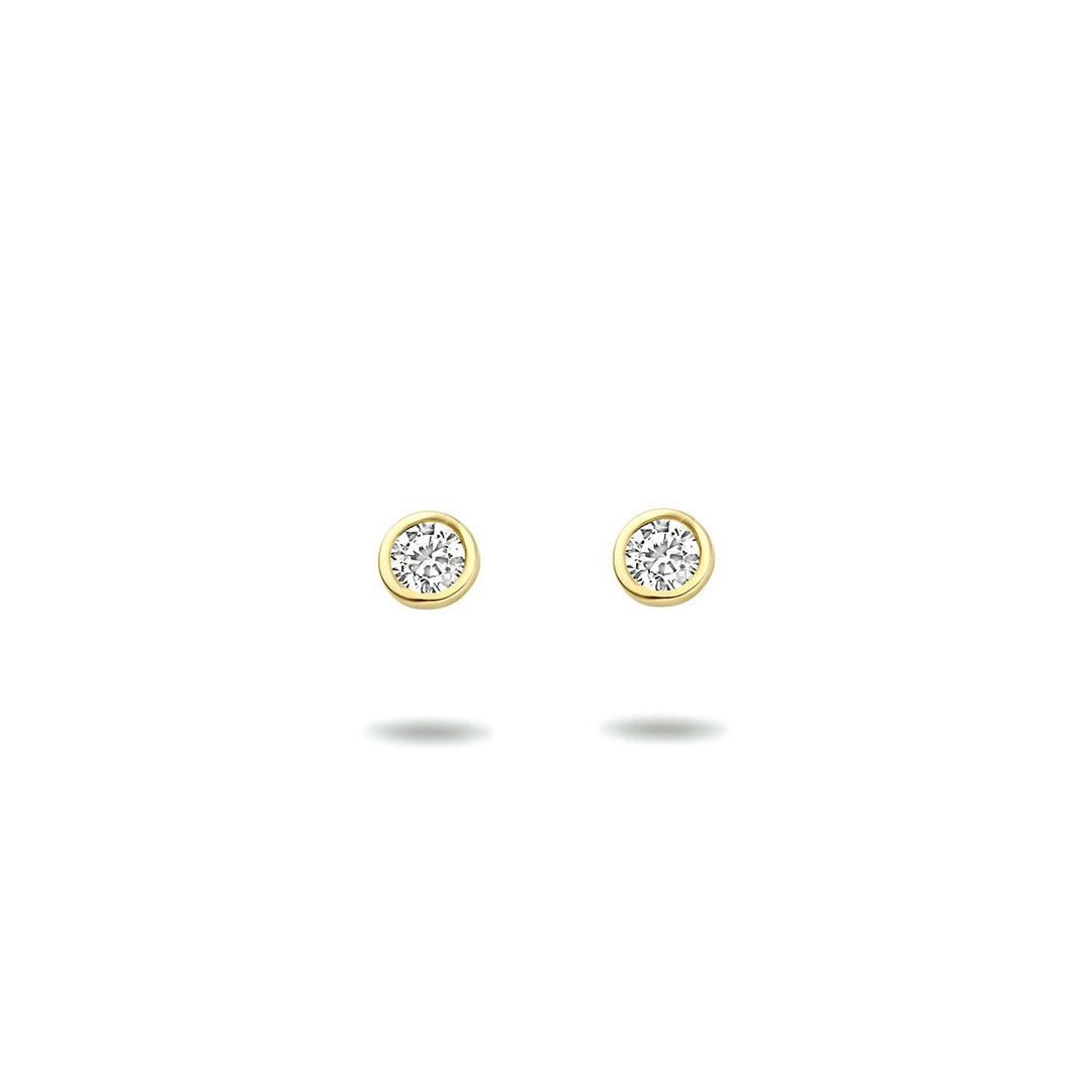 oorknoppen zirkonia 14K geelgoud