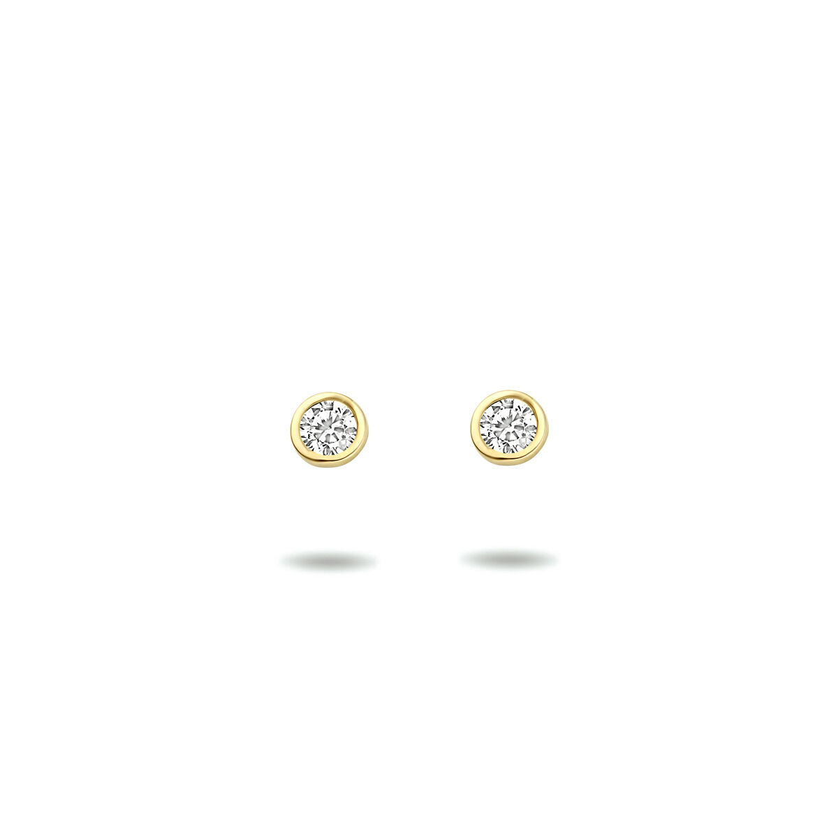 Pendientes de zircónia en oro amarillo de 14 quilates con diseño redondo.