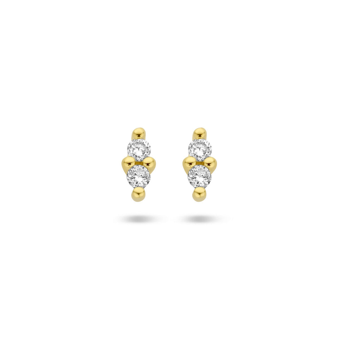 Een paar Van der Kooij Collectie oorknoppen diamant 0.04ct (2x 0.02ct) h p1 in 14K geelgoud-elegante dames sieraden voor elke gelegenheid, perfect bij elke outfit.