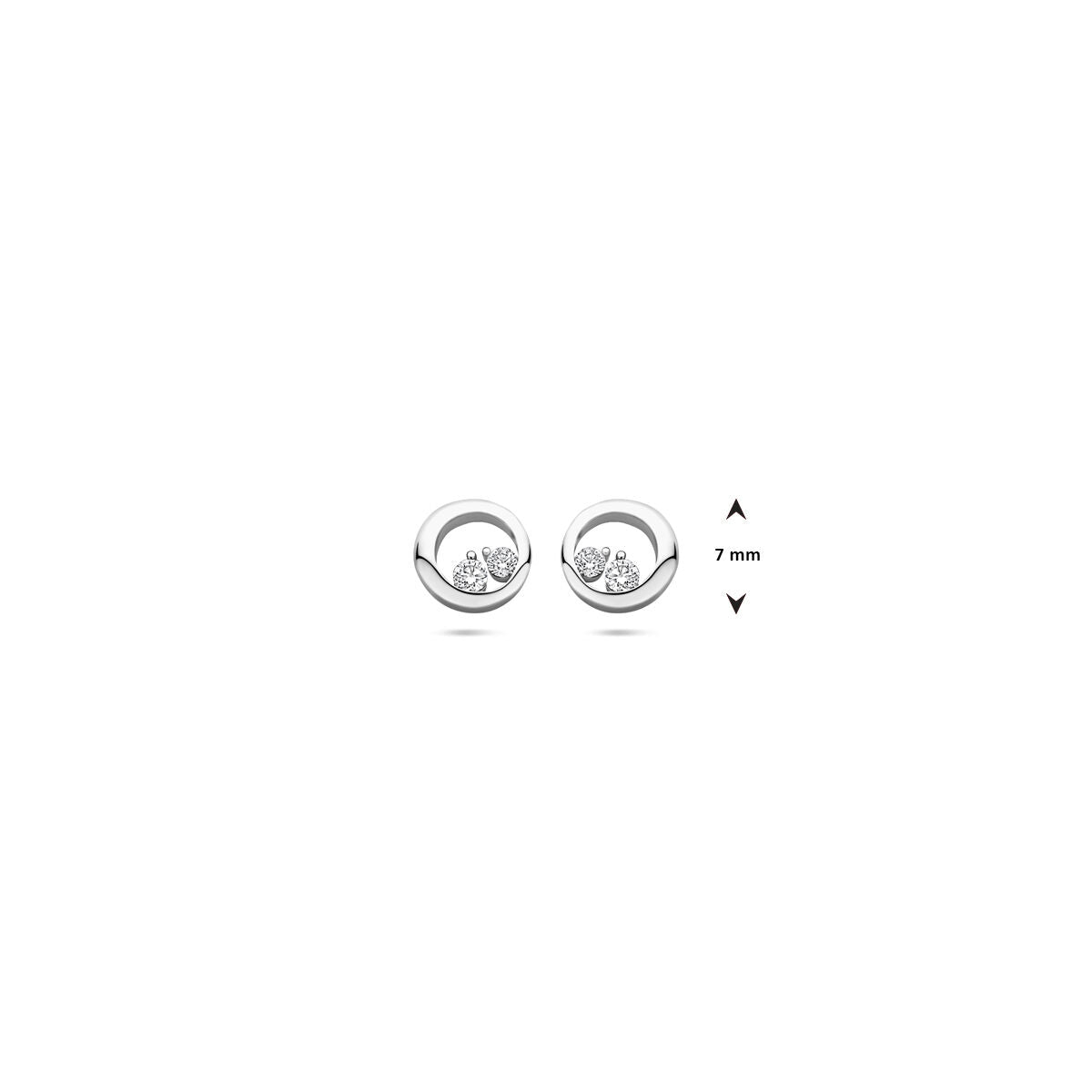 pendientes de botón de zirconia 7 mm plata rodiada