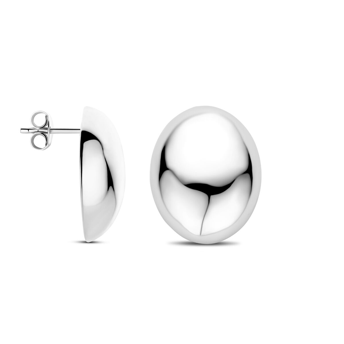 pendientes de botón 20 mm plata rodiada