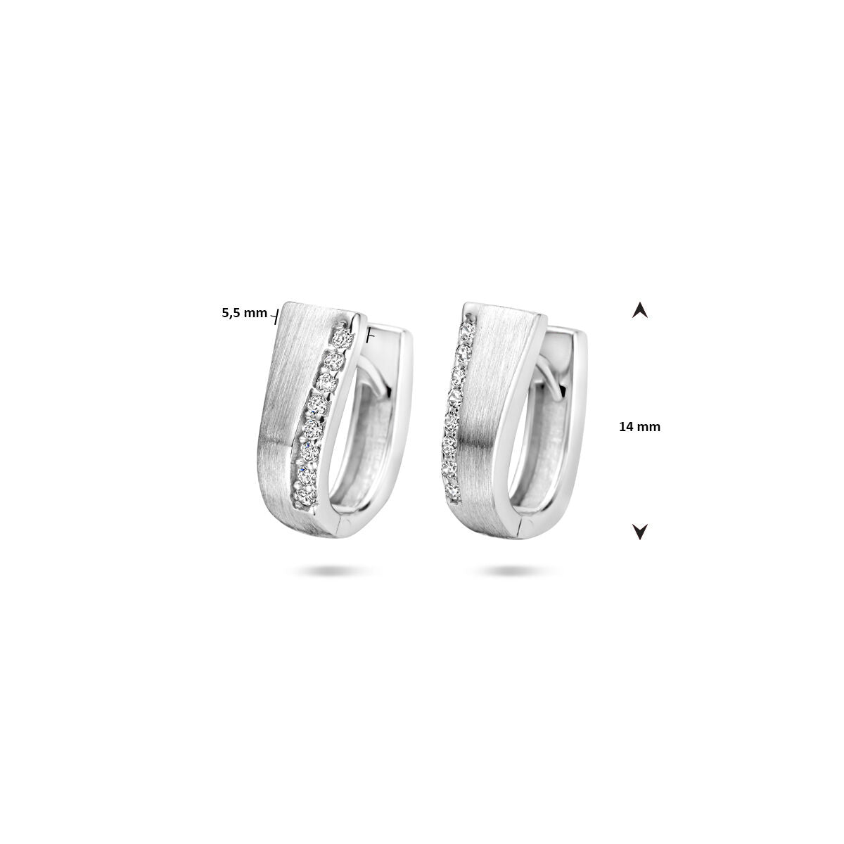 aros de circonita 14 mm poli/mate plata rodiada