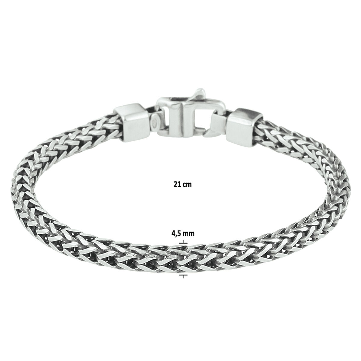 pulsera oxi vossestaart 4,5 mm plata geoxidada