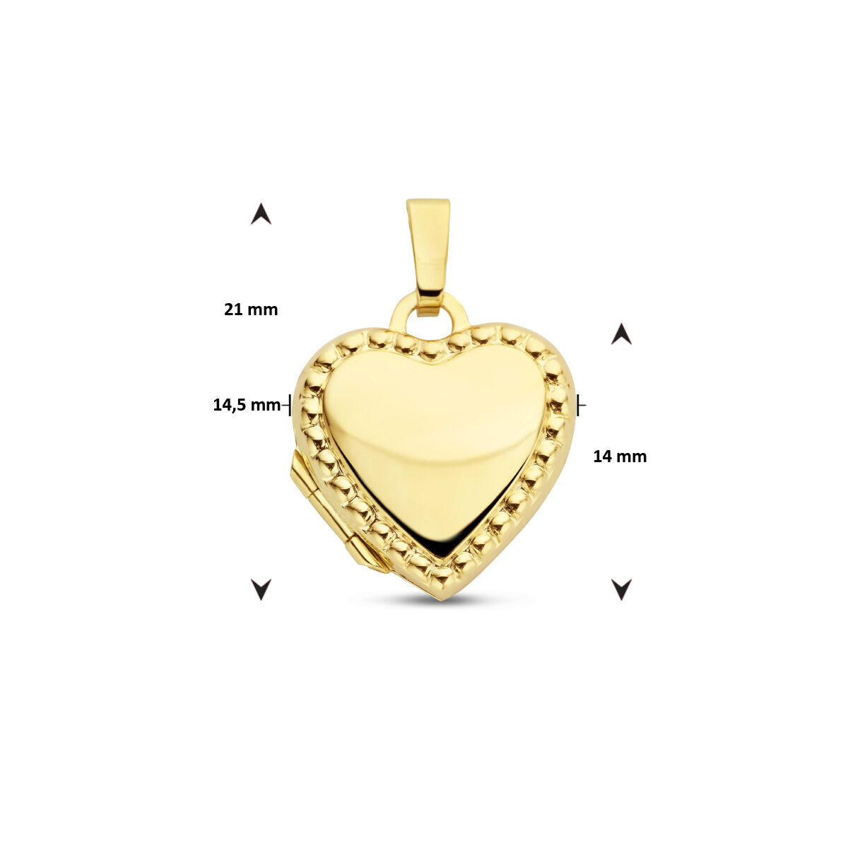 medallón corazón bolitas 14K oro amarillo