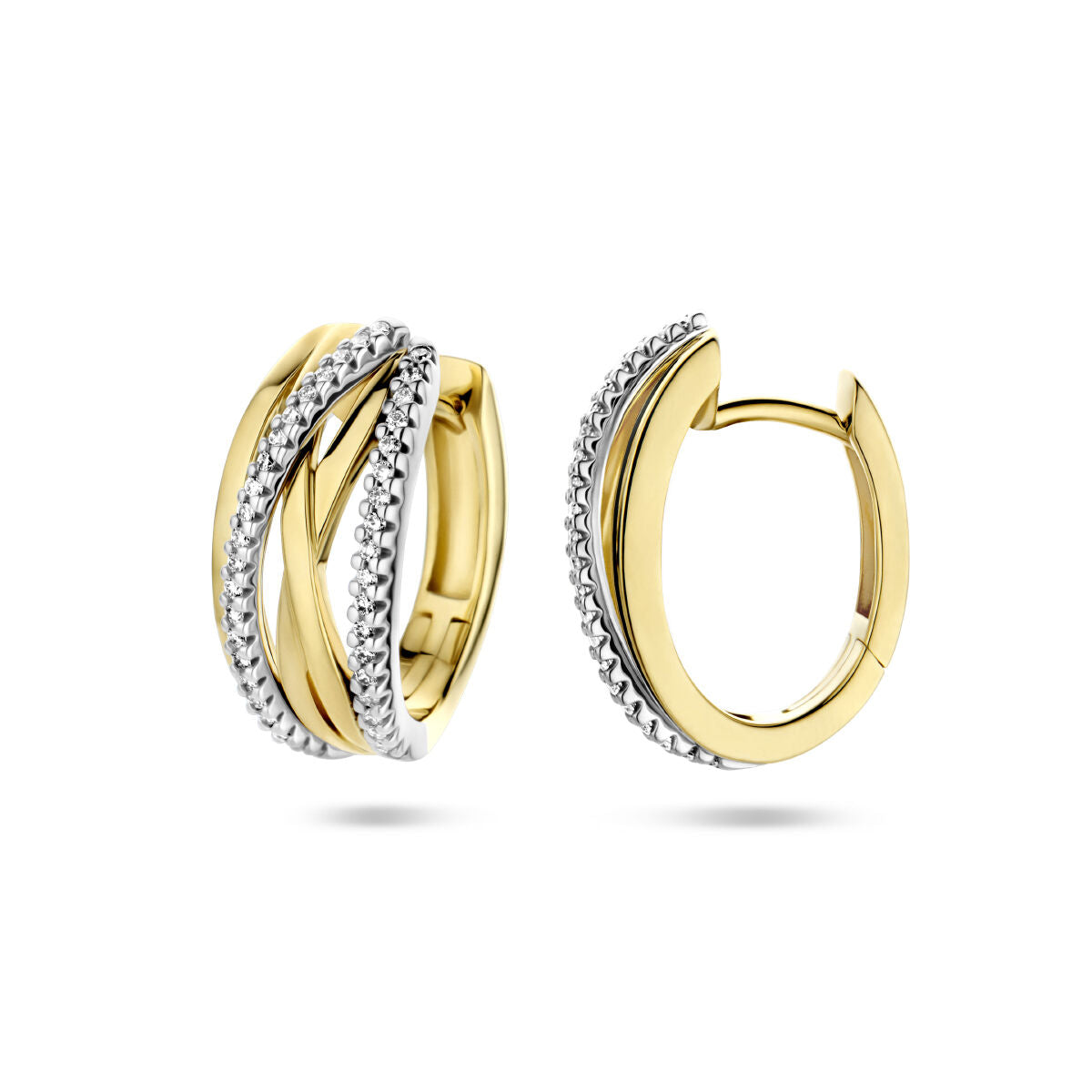 aros con diamante 0.25ct (2x 0.125ct) h si oro bicolor amarillo/blanco 14K