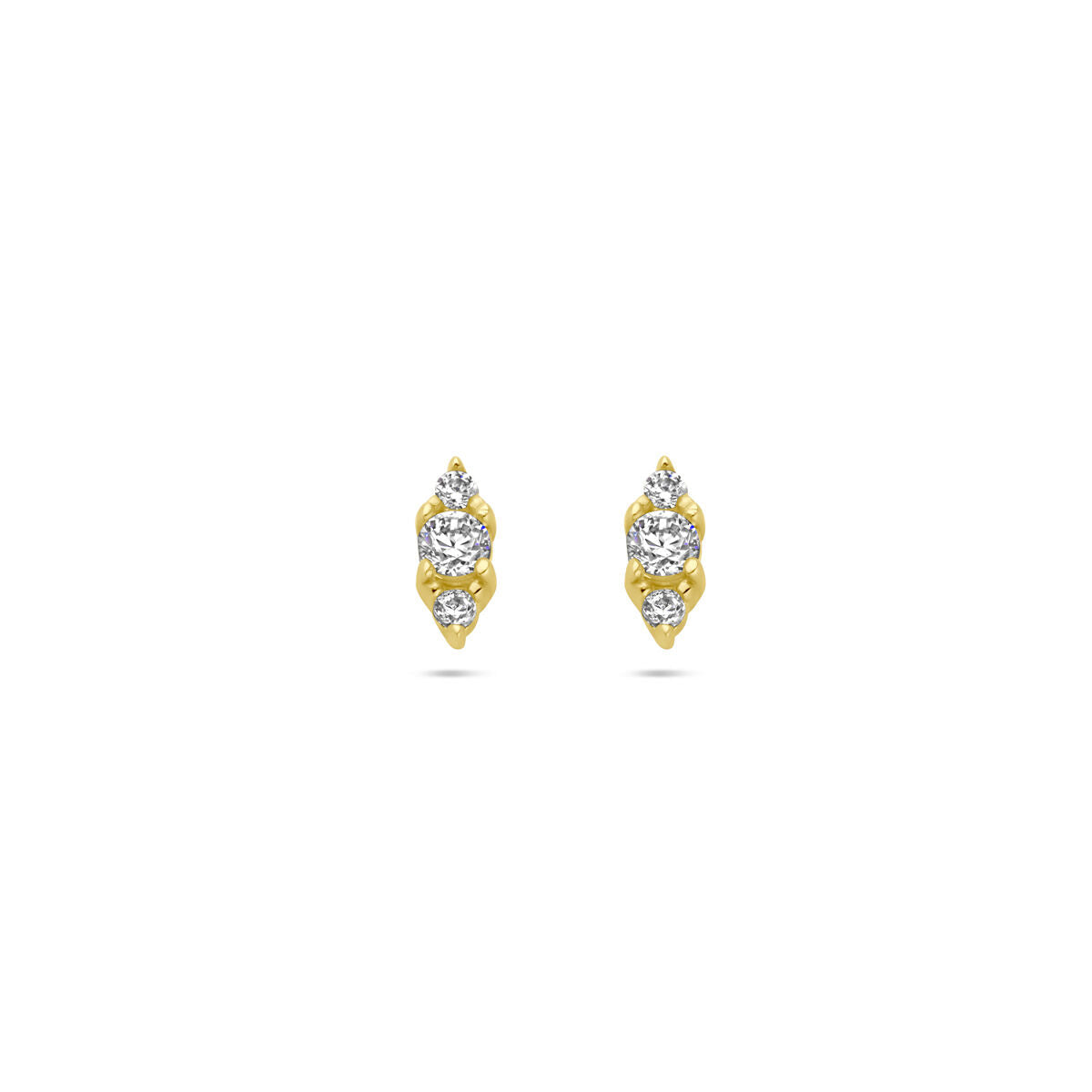 Pendientes de zircón en oro amarillo de 14K con diseño en forma de hoja.