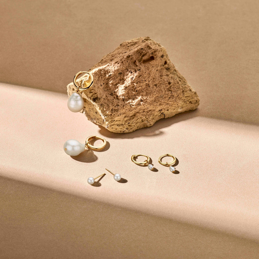 pendientes de botón perla 14K oro amarillo