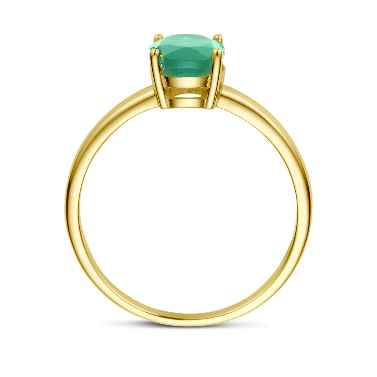 anillo de ágata verde 14K oro amarillo