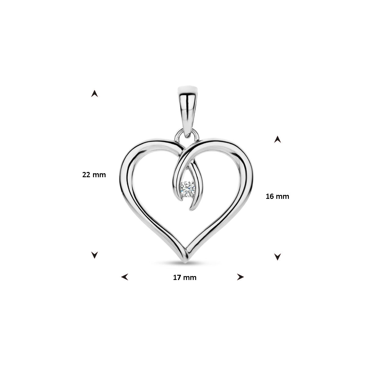 colgante corazón circonita plata rodiada