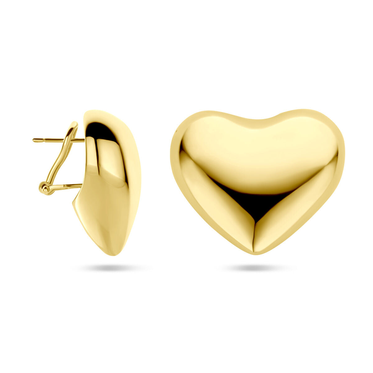 pendientes de botón corazones 27 mm 1 micron plata chapado en oro amarillo