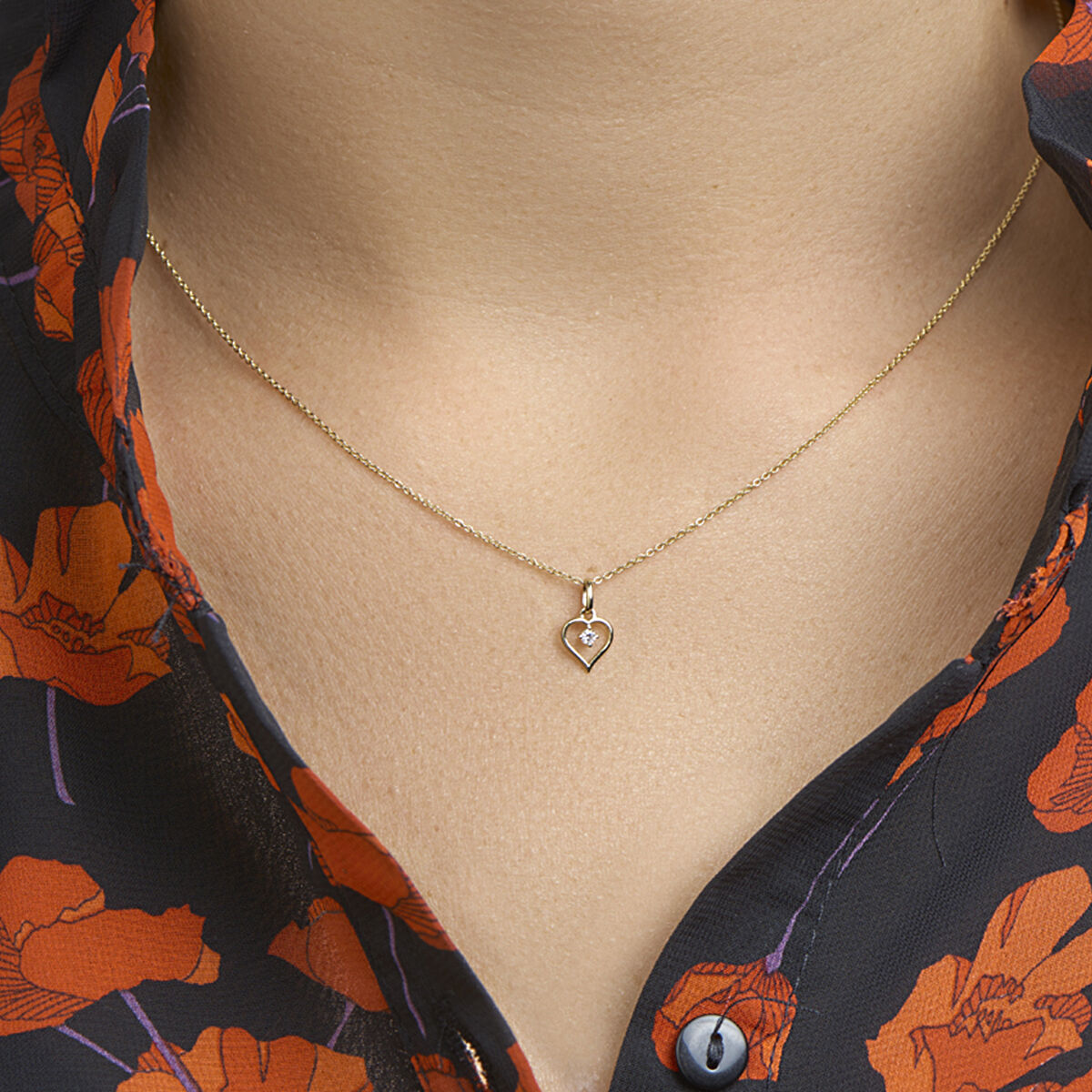 colgante corazón circonita 14K oro amarillo