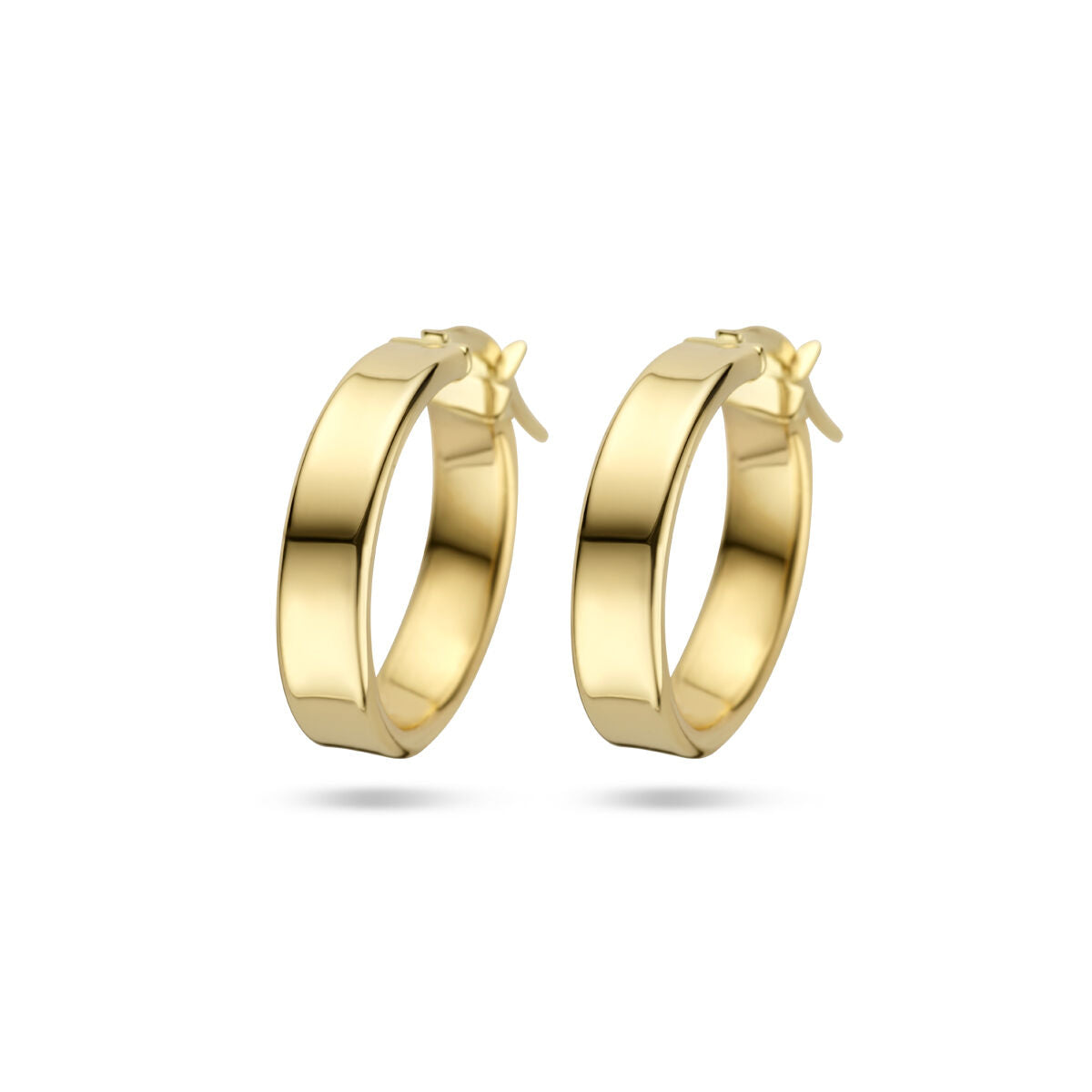 Aros de oro amarillo de 14 quilates con un diseño liso y brillante.