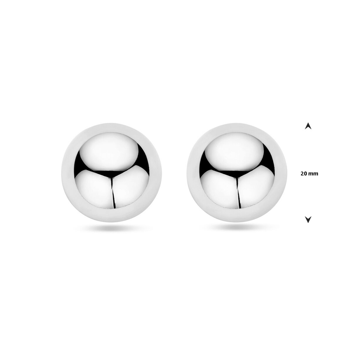 pendientes de botón media esfera 20 mm plata rodiada